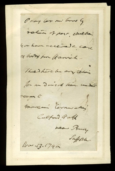 General Charles Cornwallis Handwritten & Signed 1794 Free Frank Letter (BAS/Beckett)