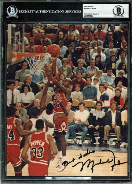 Michael Jordan Signed 8" x 10" Color Photograph - BAS/Beckett Graded MINT 9!