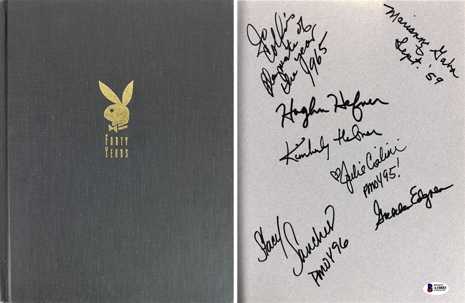 Playboy: Multi-Signed "Forty Years" Hardcover Book w/ Hugh Hefner + 8 Playmates! (BAS/Beckett)