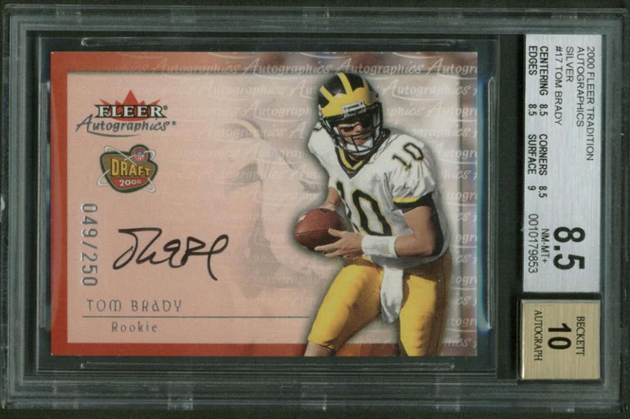 Tom Brady Signed 2000 Fleer Traditions Autographics Silver Limited Edition /250 BGS 8.5 w/ 10 Auto!