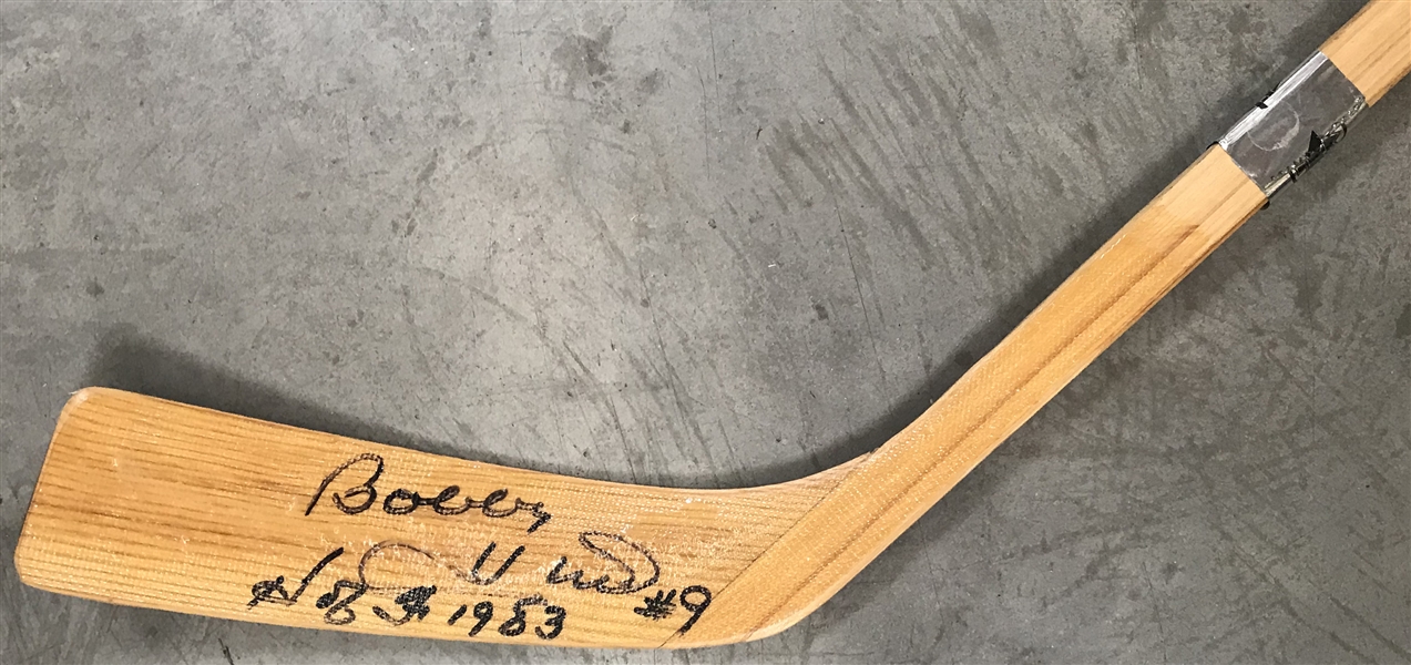 Bobby Hull Signed & Inscribed "HOF 1983" Hockey Stick (Beckett/BAS Guaranteed)