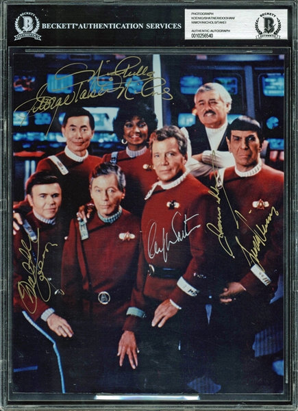 Star Trek Original Cast Signed 8" x 10" Photo (6 Sigs)(BAS/Beckett Encapsulated)