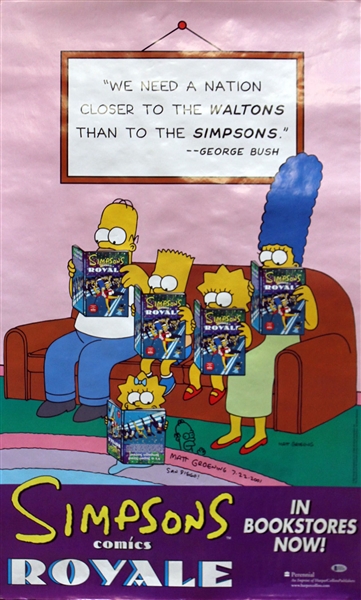 The Simpsons: Matt Groening RARE Signed 24" x 40" Poster with Hand-Drawn Homer Sketch! (BAS/Beckett)