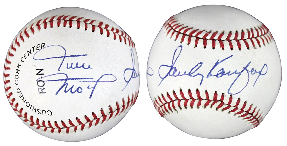 Sandy Koufax & Willie Mays Dual-Signed ONL Baseball (BAS/Beckett)