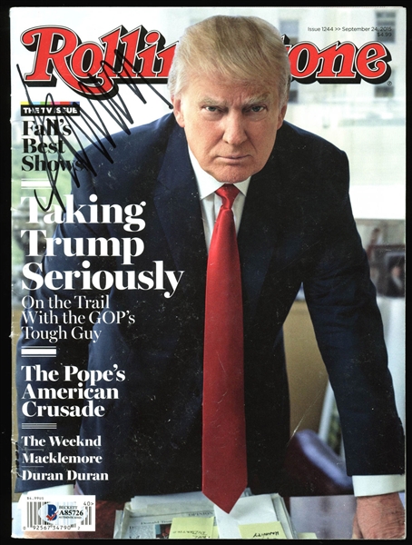 President Donald Trump Signed September 2015 Rolling Stone Magazine (BAS/Beckett)