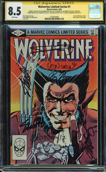 Marvels Wolverine Limited Series #1 Comic Multi-Signed by Stan Lee, Frank Miller, Joe Rubinstein, and 4 Others (CGC 8.5)