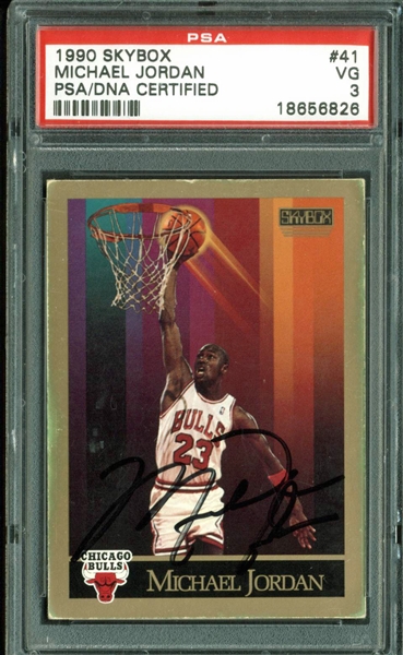 Michael Jordan Signed 1990 Skybox #41 Basketball Card (PSA/DNA Encapsulated)