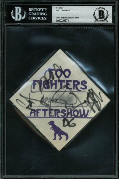 Foo Fighters Group Signed "After Show" Sticker (BAS/Beckett Encapsulated)