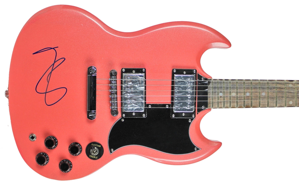 Miley Cyrus Signed SG Style Pink Electric Guitar (PSA/DNA)