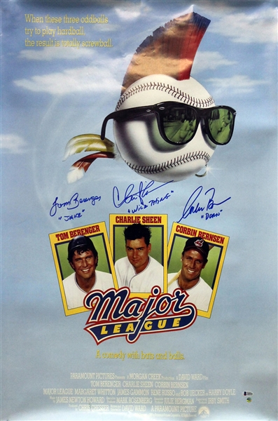"Major League" Signed 24" x 36" Movie Poster w/ 3 Signatures (BAS/Beckett)