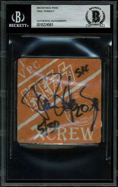 KISS: Paul Stanley Signed Hot in the Shade Tour Crew Pass (BAS/Beckett Encapsulated)