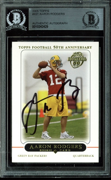 Aaron Rodgers Signed 2005 Topps #431 Rookie Card (BAS/Beckett Encapsulated)