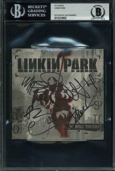 Linkin Park Band Signed "Hybrid Theory" CD Cover w/ Chester Bennington (6 Sigs)(BAS/Beckett)