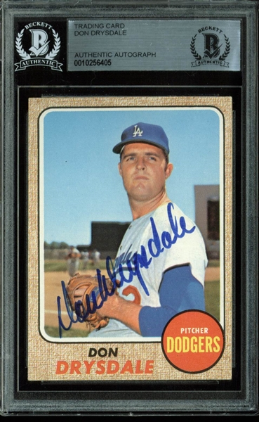 Don Drysdale Signed 1968 Topps Card (BAS/Beckett Encapsulated)
