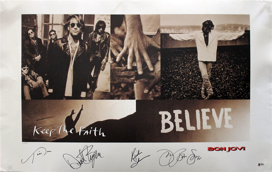 Bon Jovi Band Signed 22" x 35" Ltd. Ed. Promotional Poster (BAS/Beckett)