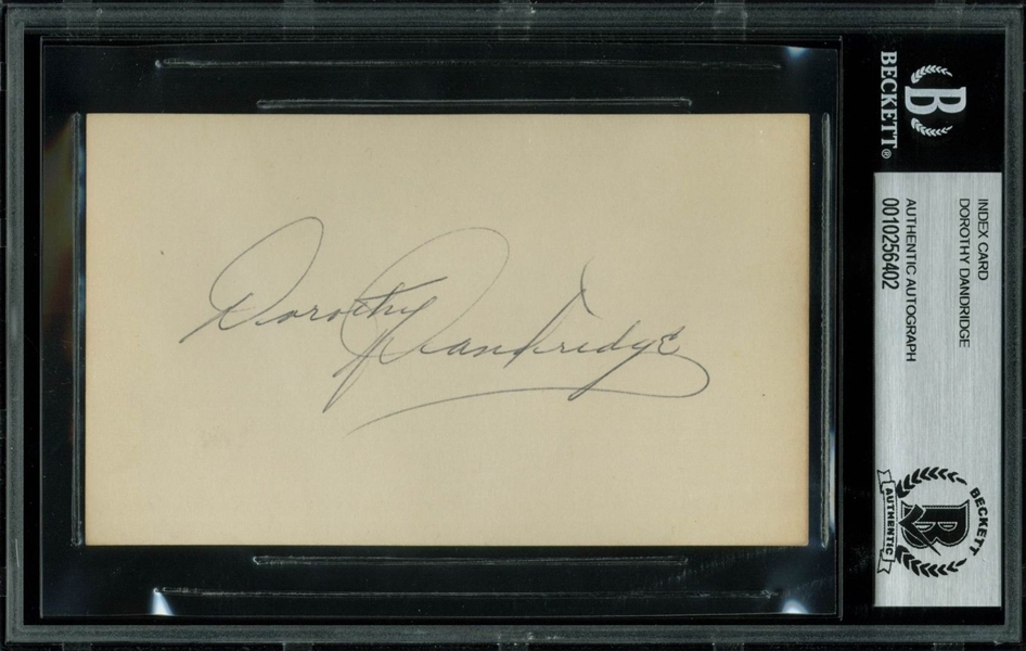 Dorothy Dandridge Rare Vintage Signed Index Card (BAS/Beckett Encapsulated)