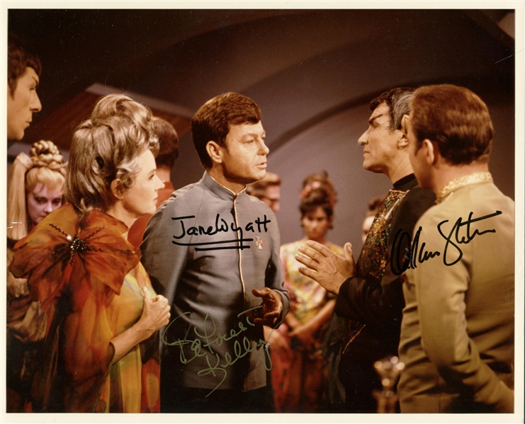 Star Trek: William Shatner, DeForest Kelly & Jane Wyatt Signed 8" x 10" Photograph (Beckett/BAS Guaranteed)