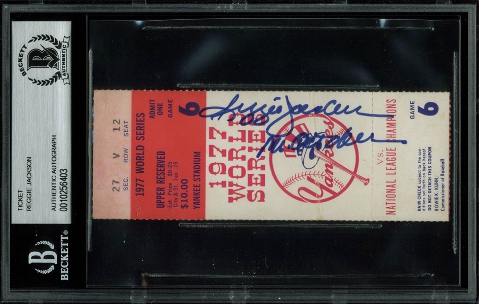 Reggie Jackson Signed 1977 W.S. Ticket from Historic 3 HR Game! (BAS/Beckett Encapsulated)