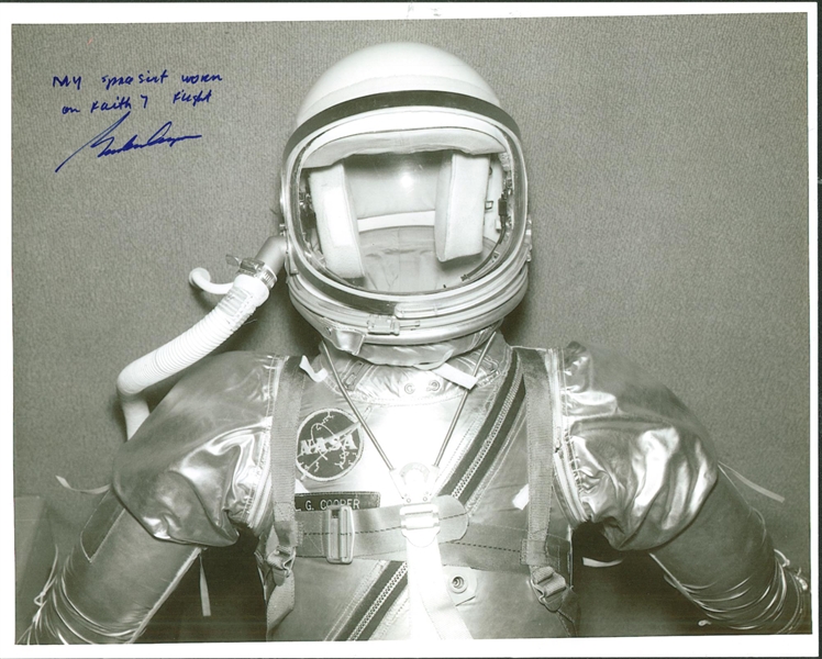 Gordon Cooper Signed & Inscribed "My Spacesuit Worn On Faith 7 Flight" 8" x 10" Photograph (Beckett/BAS Guaranteed)