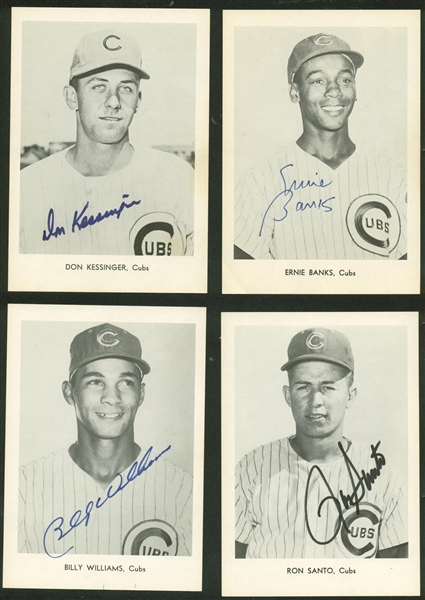 Lot of Eight (8) Signed 5" x 7" Chicago Cubs Promotional Photos w/ Banks, Jenkins & Others (Beckett/BAS Guaranteed)