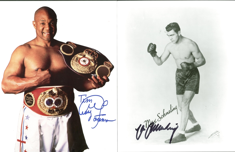 Lot of Five (5) Signed 8" x 10" Boxing Photographs w/ Foreman, Schmeling & Others! (Beckett/BAS Guaranteed)