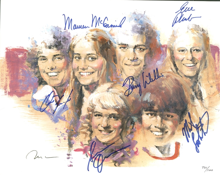 The Brady Bunch Lot of (9) Signed Flats w/ Limited Edition 11" x 14" Lithograph! (Beckett/BAS Guaranteed)