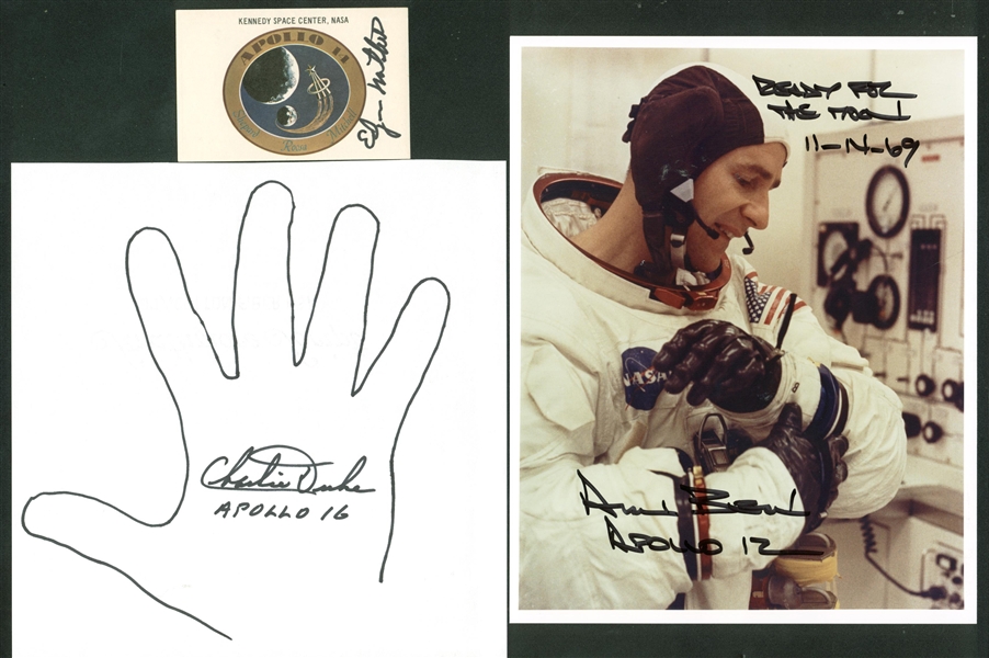 Apollo Astronauts Lot of Three (3) Signed Flats w/ Duke, Bean & Mitchell (Beckett/BAS Guaranteed)