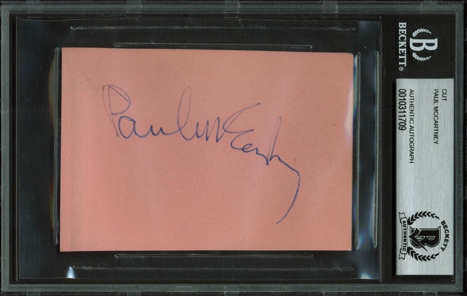 The Beatles: Paul McCartney Vintage Signed 3" x 4.5" Album Page (Beckett/BAS Encapsulated)
