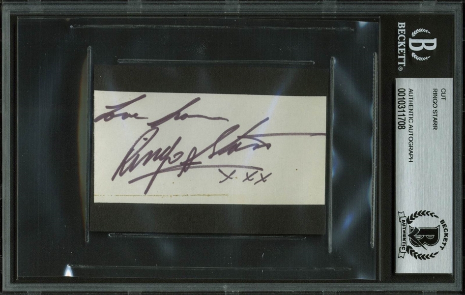 The Beatles: Ringo Starr Vintage Signed 1.75" x 3.5" Album Page (BAS/Beckett Encapsulated)