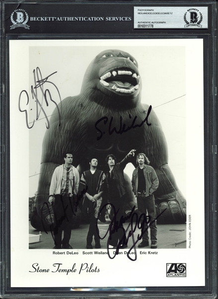 Stone Temple Pilots Group Signed 8" x 10" Promotional Photo w/ Scott Weiland (BAS/Beckett Encapsulated)