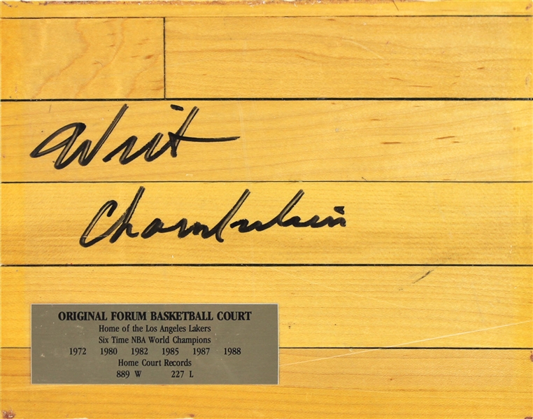 Wilt Chamberlain Signed Lakers Forum Floor Section (JSA)