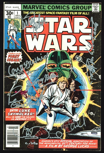 Star Wars #1 (Marvel, 1977) Cast-Signed Comic Book w/ Hamill, Fisher, and 5 More! (PSA/DNA)