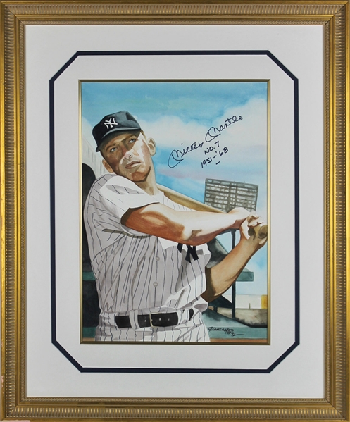 Mickey Mantle Signed & Multi Inscribed 14" x 18" Lithograph (BAS/Beckett)