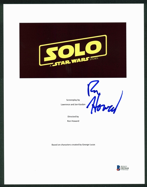 Ron Howard Signed "Solo: A Star Wars Story" Script Cover (BAS/Beckett)
