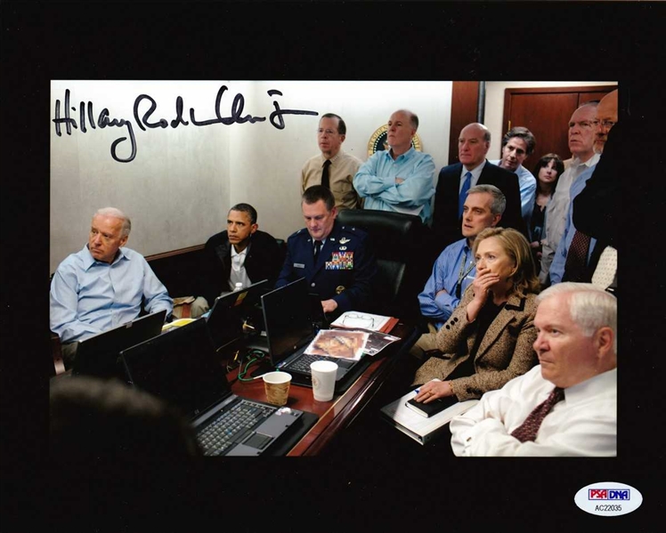 Hillary Clinton Signed 8" x 10" Color Photo :: The Famed "War Room" Image from Bin Ladens Capture! (PSA/DNA)