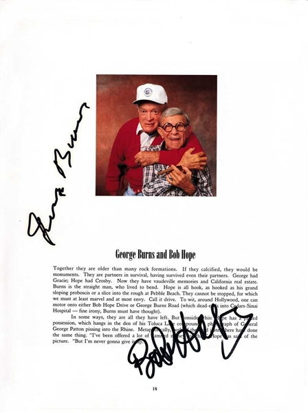 George Burns & Bob Hope Dual-Signed Book Page (BAS/Beckett Guaranteed)