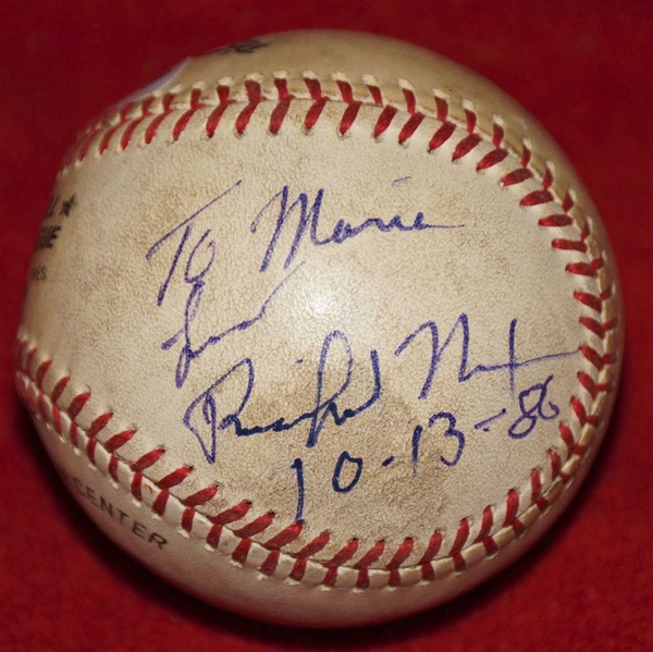 President Richard Nixon Vintage Signed & Inscribed ONL (Feeney) Baseball (PSA/DNA)