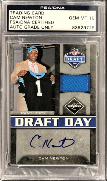 2011 Limited Cam Newton Draft Day Autograph Insert Card #5/5 - PSA/DNA Graded GEM MINT 10!