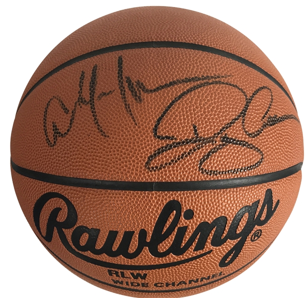 Allen vs. Allen: Ray Allen & Allen Iverson Dual-Signed Rawlings NCAA Basketball (JSA)