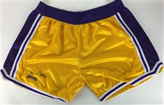 Kareem Abdul Jabbar Signed Vintage Style Lakers Shorts (JSA)