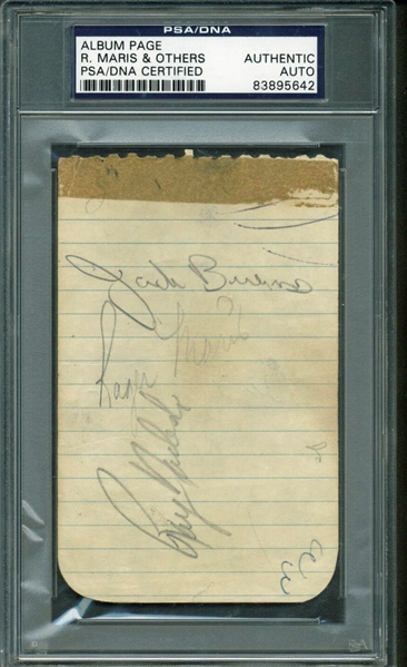 Roger Maris Signed 1957 Indians 2.5" x 4" Album Page, One Of The Earliest To Ever Surface! (PSA/DNA Encapsulated)