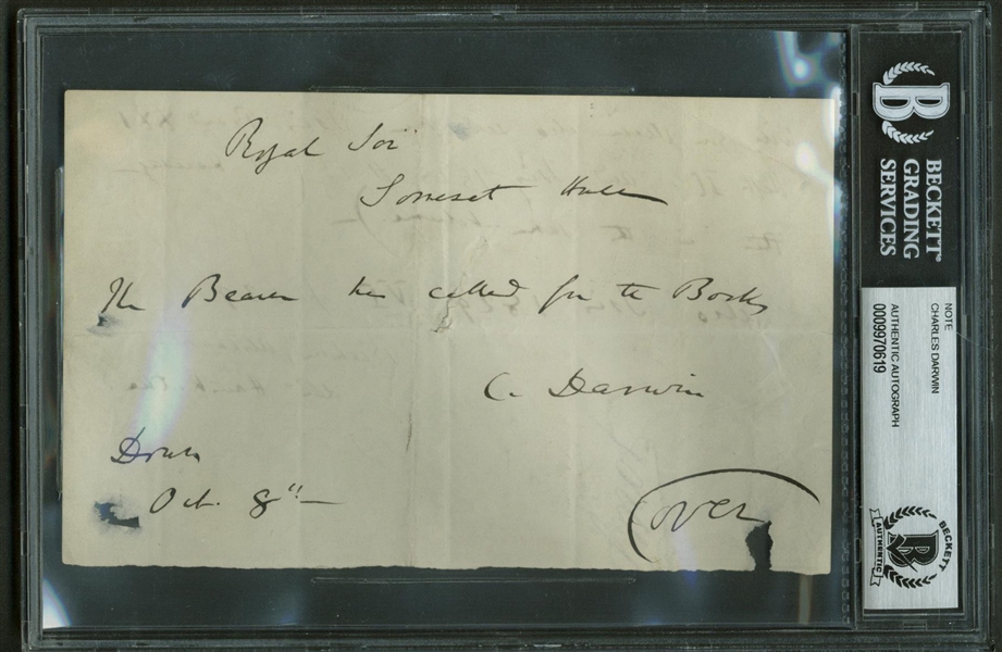 Charles Darwin Signed & Handwritten 7" x 5" Letter Requesting Research Texts! (Beckett)