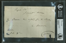 Charles Darwin Signed & Handwritten 7" x 5" Letter Requesting Research Texts! (Beckett)