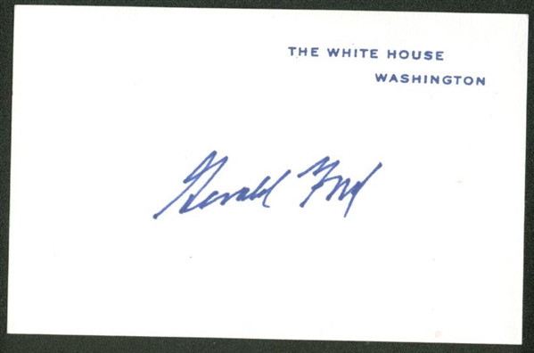 Gerald Ford Near-Mint Signed White House Card (Beckett)