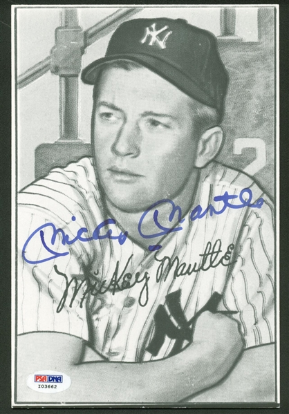 Mickey Mantle Near-Mint Signed 9" x 6" Bowman Image (PSA/DNA)
