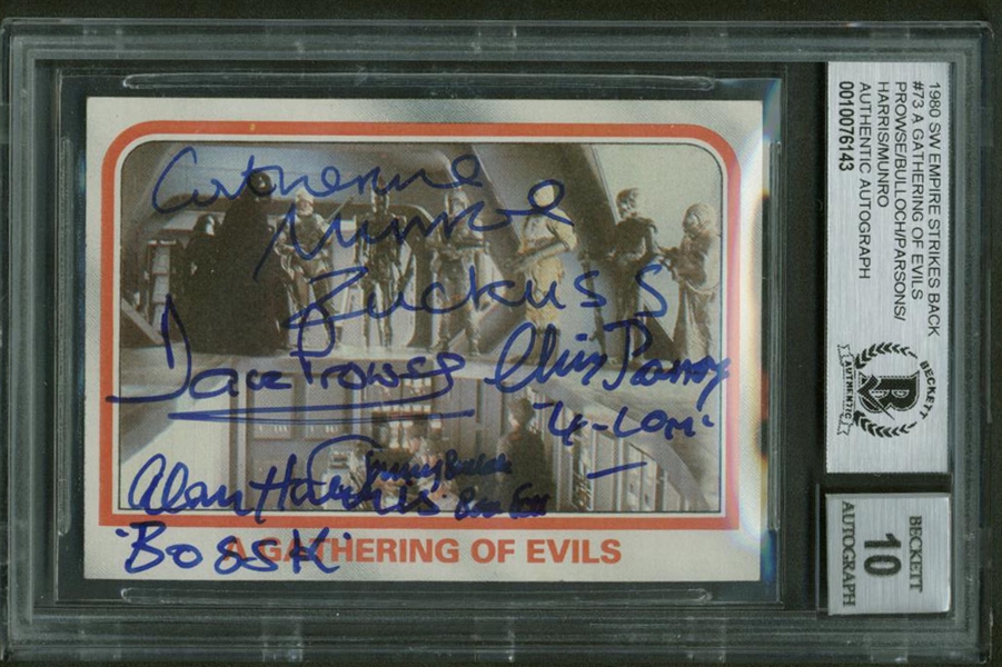 1980 Star Wars ESB #73 "A Gathering Of Evils" Signed Card w/ Prowse, Bulloch & Others Beckett GEM MINT 10!