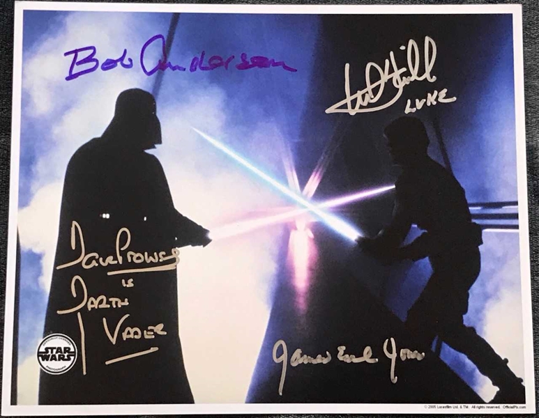 Darth Vader & Luke Skywalker: Multi-Signed OPX Photograph w/ Hamill, Prowse, Jones, and Anderson (BAS/Beckett Guaranteed)