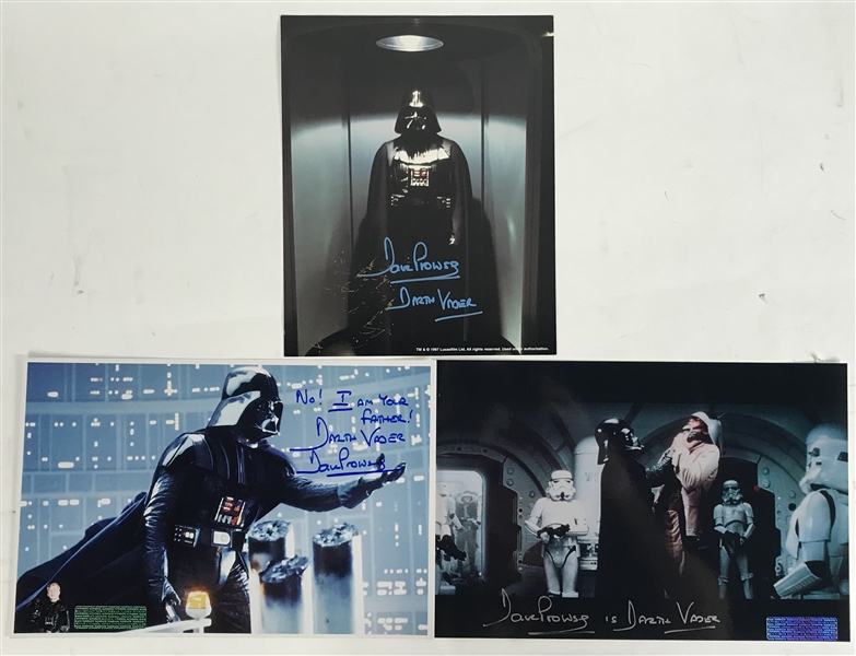 Dave Prowse Lot of Three (3) Signed & Inscribed Darth Vader Photographs (Beckett/BAS Guaranteed)