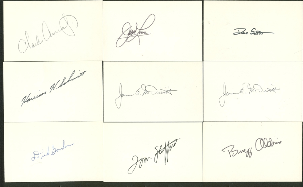 Astronauts Lot of Eleven (11) Signed Index Cards w/ McDivitt, Aldrin, Gordon & Others (Beckett/BAS Guaranteed)