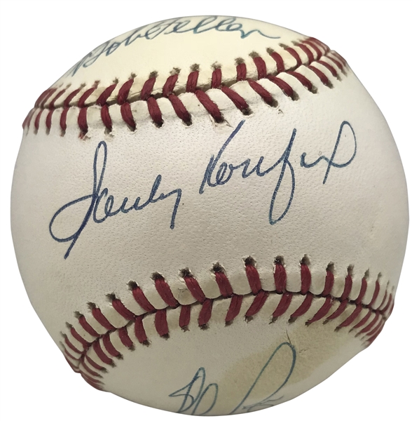 Sandy Koufax, Nolan Ryan & Bob Feller Signed ONL Baseball (Beckett/BAS Guaranteed)